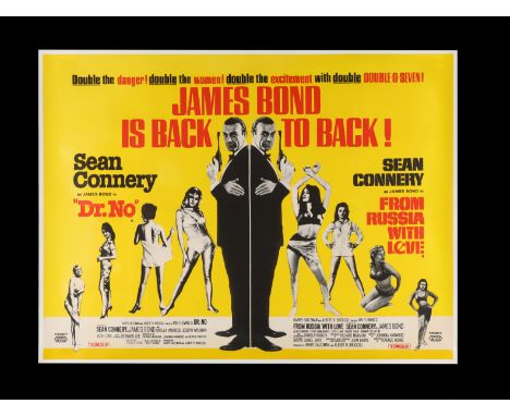 JAMES BOND: DR. NO/FROM RUSSIA WITH LOVE - Double-Bill UK Quad, 1965 - Linen-Backed - A scarce country of origin UK Quad for 