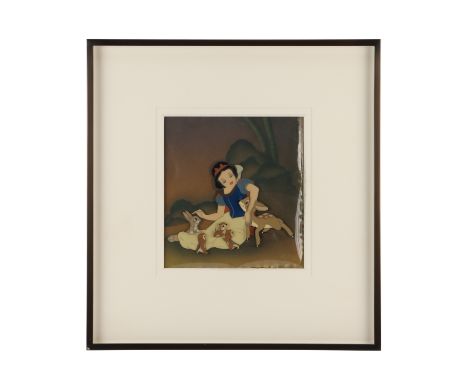 SNOW WHITE AND THE SEVEN DWARFS (1937) - Framed Snow White and Forest Creatures Original Production Cels on Courvoisier Backg
