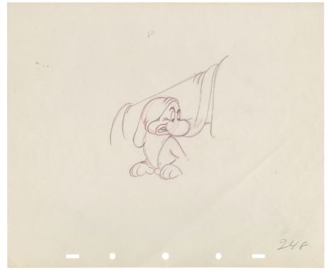 SNOW WHITE AND THE SEVEN DWARFS (1937) - Grumpy Original Production Pencil Drawing - An original production animation drawing