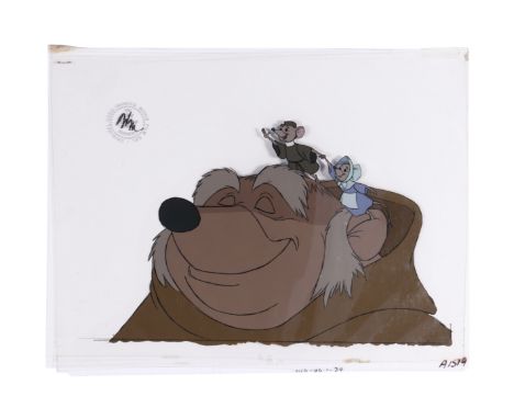 ROBIN HOOD (1973) - Friar Tuck and Church Mice Original Production Cel - An original large-format multi-layer production cel 