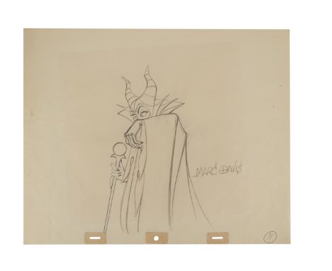 SLEEPING BEAUTY (1959) - Maleficent Original Production Pencil Drawing Signed by Marc Davis - An original production drawing 