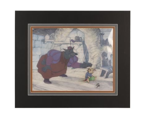 ROBIN HOOD (1973) - Sheriff of Nottingham and Skippy Original Production Cel and Presentation Background - An original produc