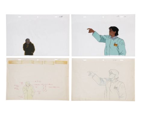 AKIRA (1988) - Two Animation Cels and Pencil Illustrations - A set of two original hand-painted animation cels from the produ
