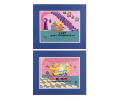 SIMPSONS, THE (TV SERIES, 1989-PRESENT) - Pair of Homer and Bart Mid-Chase Original Production Cels - A highly collectable pa