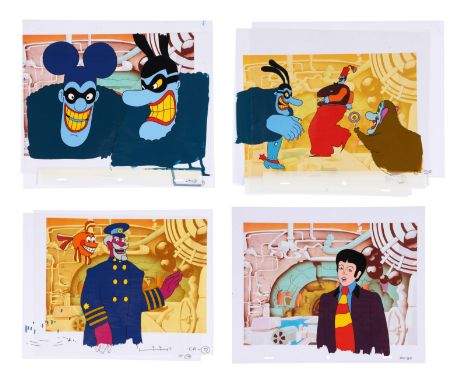 THE BEATLES ANTHOLOGY (TV SERIES, 1995-1996) - Set of Four Beatles Anthology Original Production Animation Cel Setups - A rar
