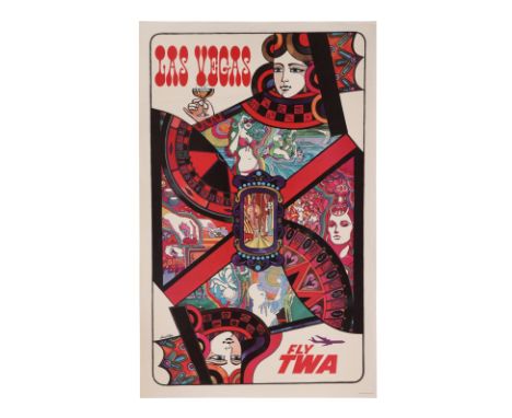 TRAVEL POSTER - Las Vegas Trans World Airlines Travel Poster by David Klein, 1960s - A poster promoting Las Vegas as a holida