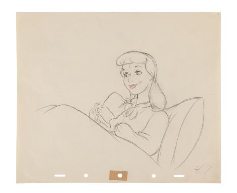 CINDERELLA (1950) - Cinderella In Bed Original Production-Era Animation Pencil Drawing - An original production-era animation