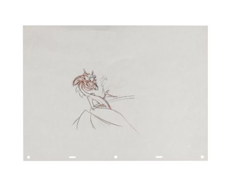 MULAN (1998) - Mushu Original Production Pencil Drawing - An original production drawing of Mushu from Disney's Mulan, used i