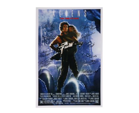 ALIENS (1986) - Sigourney Weaver, Carrie Henn, Michael Biehn and Main Cast-Autographed Commercial Poster - A commercial poste