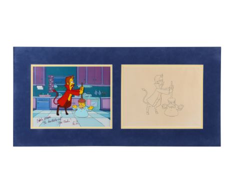 SIMPSONS, THE (TV SERIES, 1989-PRESENT) - Homer and The Devil Original Animation Cel Signed Harry Shearer and Matching Produc