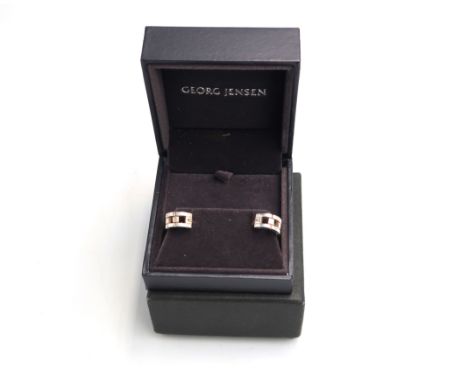 A pair of Georg Jensen, 593G hallmarked Silver earrings, Boxed some light surface scratches.