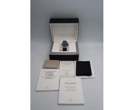 An IWC gents Pilot Sport Chronograph wristwatch - 42mm leather strap with box, papers and the receipt from Mappin &amp; Webb 