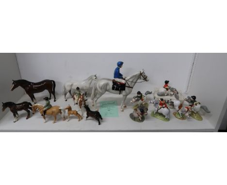 A Selection of Beswick Ceramic Horses, items include Racehorse and Jockey Grey, Limited to 250, 29cm high Beswick horses of v