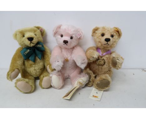 Three Steiff Bears. The 2003 bear for Danbury mint, The Growler Bear and England's Rose, all in as new condition with one box