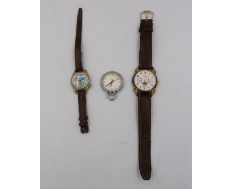 A Lauris Nightingale nurses watch with suspension loop in steel case, Arabic numerals to silvered dial - 3cm across bezel - r
