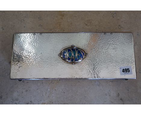 A Best &amp; Lloyd Ltd Birmingham "Cambray Ware" Silver plated and enamel set Arts and Crafts glove box stamped to base Cambr