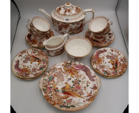 22 pieces of Royal Crown Derby 'Olde Avesbury' tea service - crack to one saucer and tea pot lid, otherwise in good condition