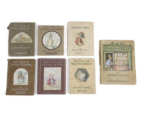 Potter, Beatrix: a collection of seven books, comprising:Ginger & Pickles, First Edition, original green illustrated boards, 