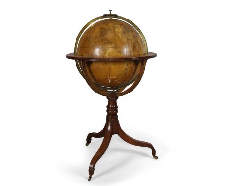 An 18-inch terrestrial globe on stand, by W & T M Bardin, early 19th century, the cartouche printed To the Rt. Honorable / SI