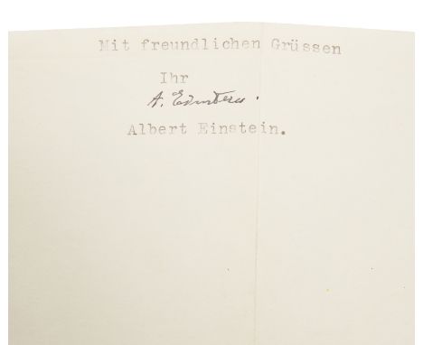 Einstein, Albert, German-born theoretical physicist and Nobel laureate, 1879-1955, autograph letter fragment, signed in ink A