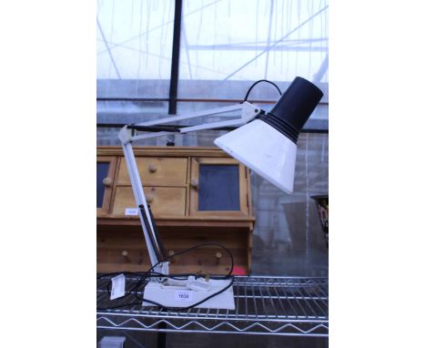 A RETRO WHITE ANGLEPOISE LAMP WITH BASE