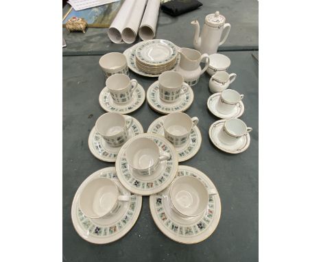 A QUANTITY OF ROYAL DOULTON 'TAPESTRY' TO INCLUDE CUPS, SAUCERS, SIDE PLATES, A SUGAR BOWL, CREAM JUG PLUS A SMALL 'ANCHOR' C