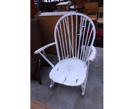 A PAINTED ERCOL STYLE ROCKING CHAIR