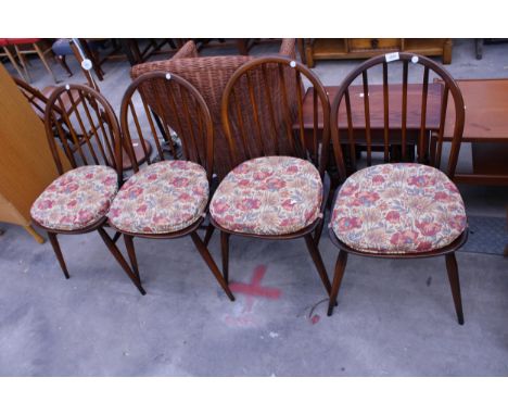 A SET OF FOUR ERCOL (1960-BS-2056) WINDSOR STYLE CHAIRS