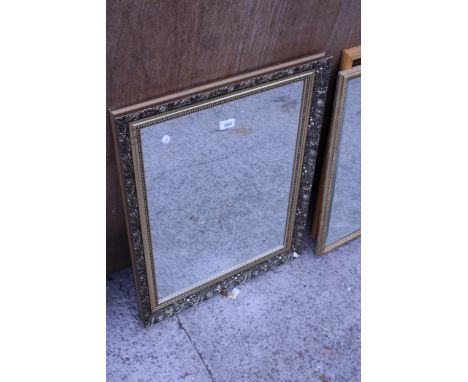 A GILT EFFECT BEVEL EDGE WALL MIRROR, 28" X 23" FROM LEGEND FINE ART