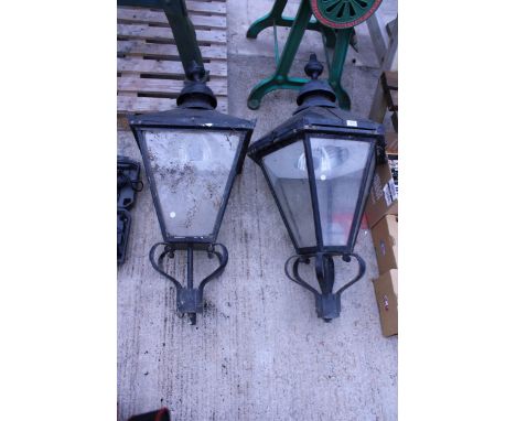 TWO LARGE OUTDOOR COURTYARD LAMP POST TOPS