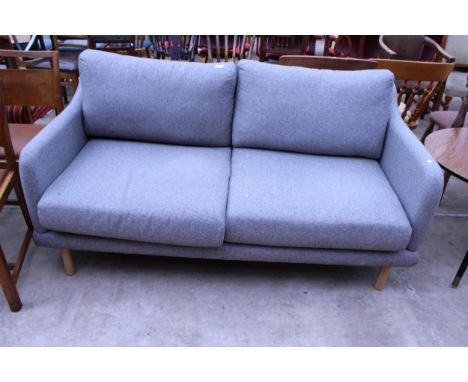 A JOHN LEWIS SAGA GREY TWO SEATER SOFA