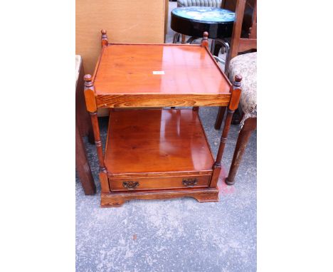 A YEW WOOD TWO TIER LAMP TABLE