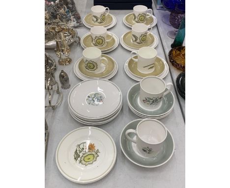 A COLLECTION OF CUPS AND SAUCERS AND SIDE PLATES TO INCLUDE SUSIE COPPER AND WEDGWOOD