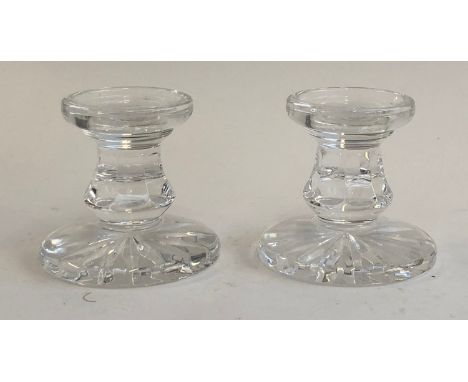 A pair of Waterford crystal candlestick holders, 9cmH 
