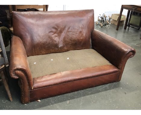 A leather sofa (af), 153cmW 