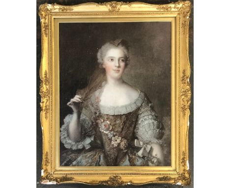After Jean-Marc Nattier, a print of a portrait of Sophie of France, in an ornate gilt gesso frame, internal dimensions 47x36c