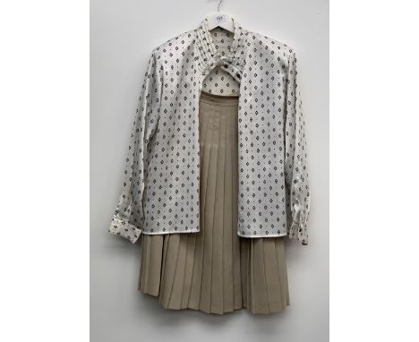 A Sonia Rykiel size 44 white blouse; together with a Louis Feraud UK size 14 shirt; and a Louis Feraud size 14 pleated skirt 