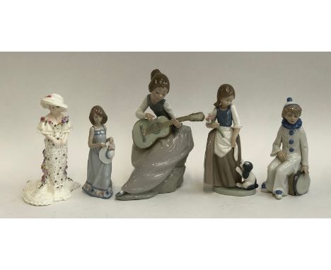 A collection of figurines to include Lladro, NAO, Coalport and Casdes, the tallest 25cmH 