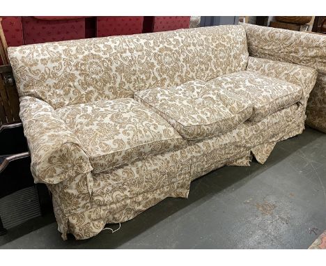 A large country house sofa in a loose cotton cover, 265cmL 