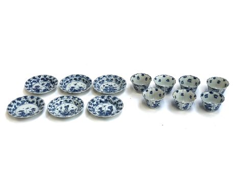 A collection of six Chinese export blue and white Kraak saucers, each approx. 13cmD; together with seven Chinese export Kraak