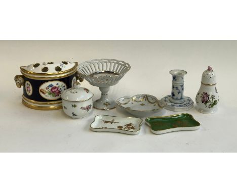 A mixed lot of ceramics to include Royal Copenhagen candlestick, no. 3303, 11cmH; Limoges Dubarry; Limoges Belvedere; Hutsche