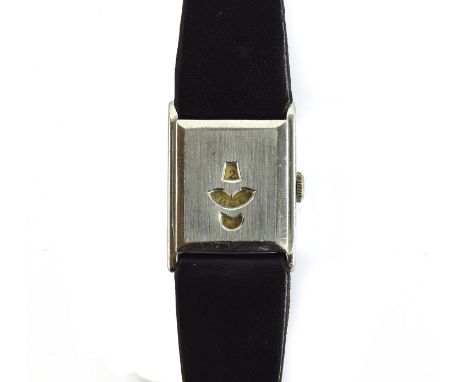 A Swiss Art Deco nickel plated jump hour mechanical digital wrist watch, 1920s-30s, with Adolf Schild AS340 digital jump hour