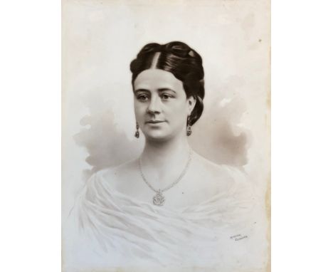 Late 19th century monochrome portrait on glass, signed Murouck, Exmouth, 46x36cm 