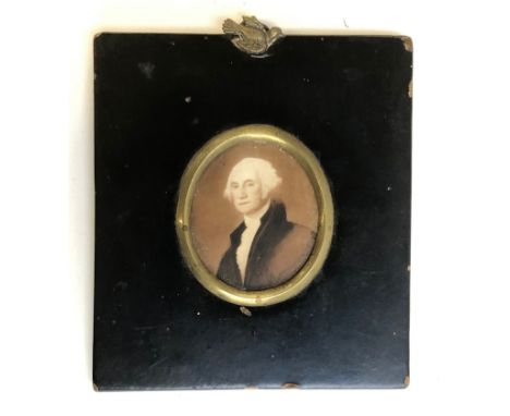 A 19th century portrait miniature of George Washington in ebonised frame, 6.1x5.3cm 