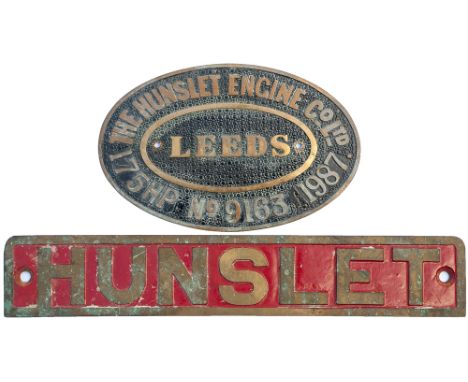 Diesel worksplate THE HUNSLET ENGINE CO LTD LEEDS 175HP No HE 9163 1987. Ex 20 tonne 900mm gauge battery rack adhesion 0-4-0 