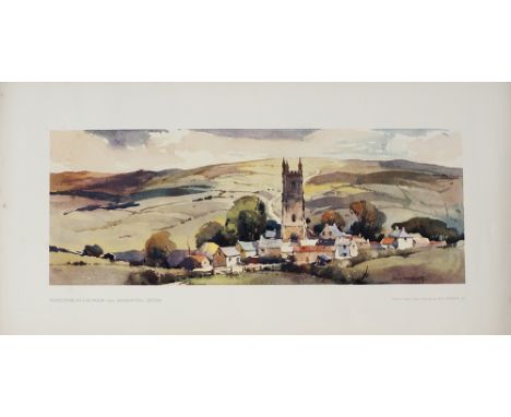 Carriage print WIDECOMBE-IN-THE-MOOR near ASHBURTON, DEVON from an original water colour painting by Jack Merriott, R.I. from