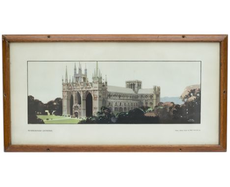 Carriage Print PETERBOROUGH CATHEDRAL by Fred Taylor from the LNER Pre-War Series. In original frame with original safety gla