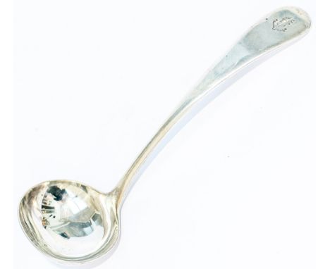 GWR silverplate Soup Ladle marked with GWR Twin Shield Coat Of Arms and GREAT WESTERN ROYAL HOTEL. Made by Elkington &amp; Co