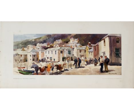 Carriage print MOUSEHOLE near PENZANCE, CORNWALL from an original water colour painting by Jack Merriott, R.I. from the Briti