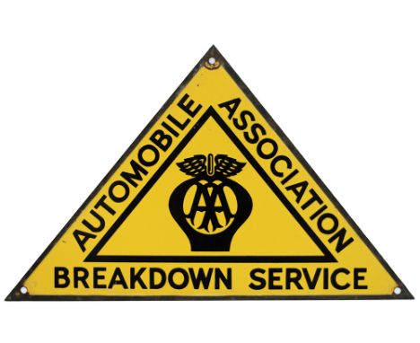 Motoring enamel sign AUTOMOBILE ASSOCIATION BREAKDOWN SERVICE. Measures 12in x 7.5in and is in very good condition with minor